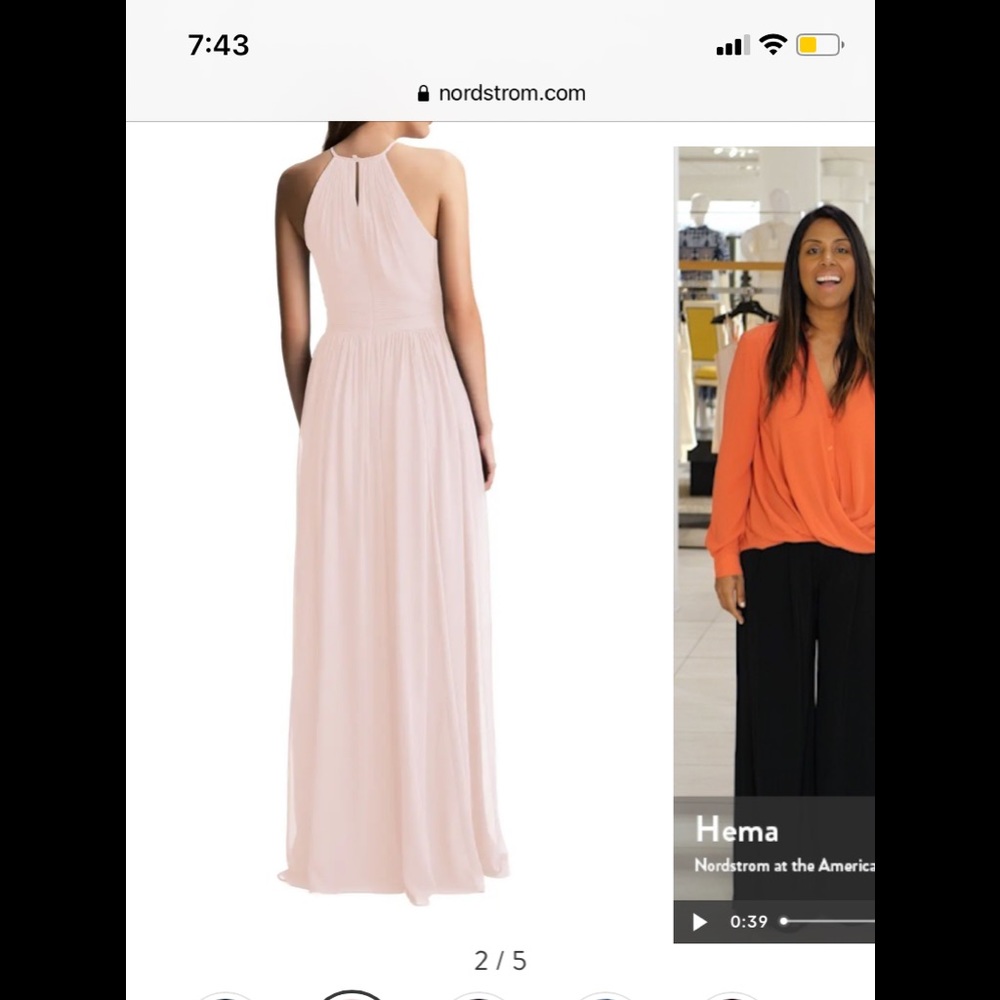 Levkoff Petal Pink Keyhole Neck A-Line Gown - Picture 2 of 6